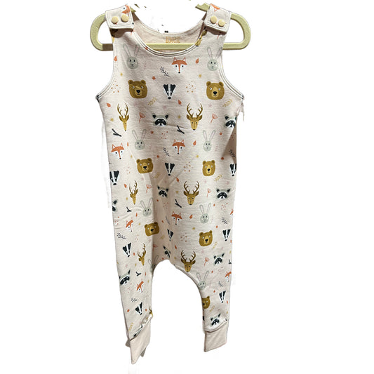 CLEARANCE Pink Woodlands Print Snap Shoulder Long Leg Romper