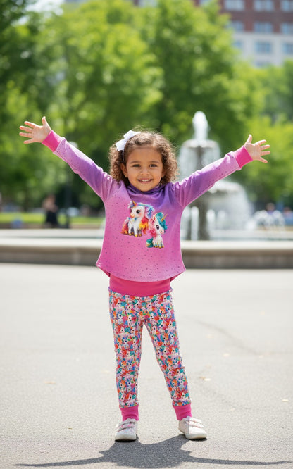 Pink Unicorns 2-Piece Matching Hoodie Joggers Set