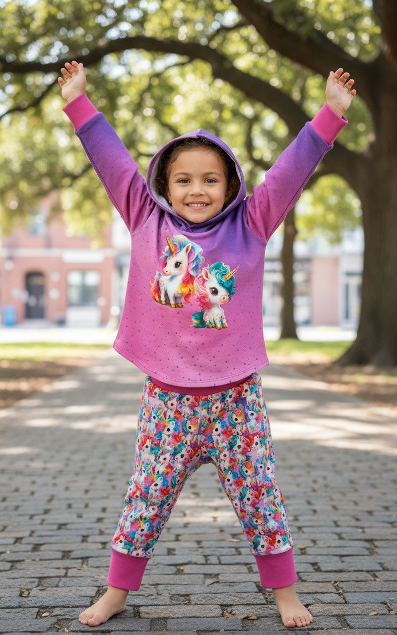 Pink Unicorns 2-Piece Matching Hoodie Joggers Set