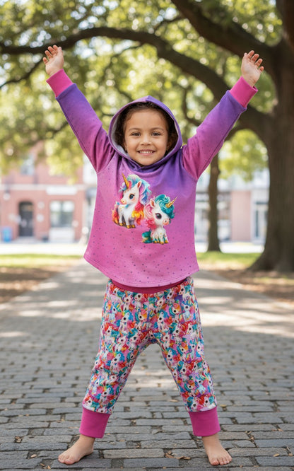 Pink Unicorns 2-Piece Matching Hoodie Joggers Set