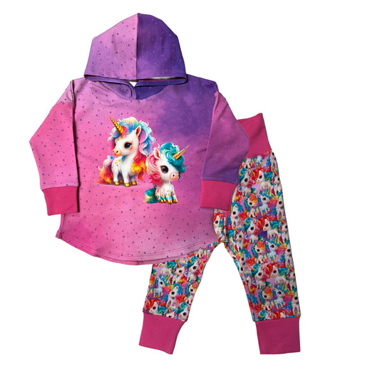 Pink Unicorns 2-Piece Matching Hoodie Joggers Set