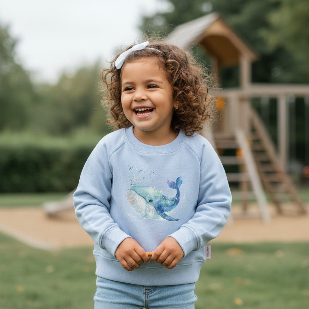 Blue Whale Graphic Blue Grow Along Crew Neck