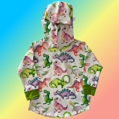 Pink Dinosaur Print Hooded T-shirt