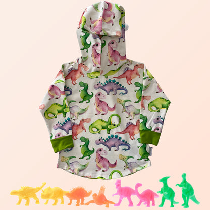 Pink Dinosaur Print Hooded T-shirt