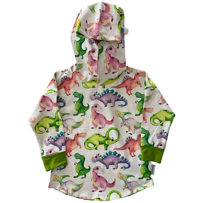 Camiseta con capucha y estampado de dinosaurio rosa