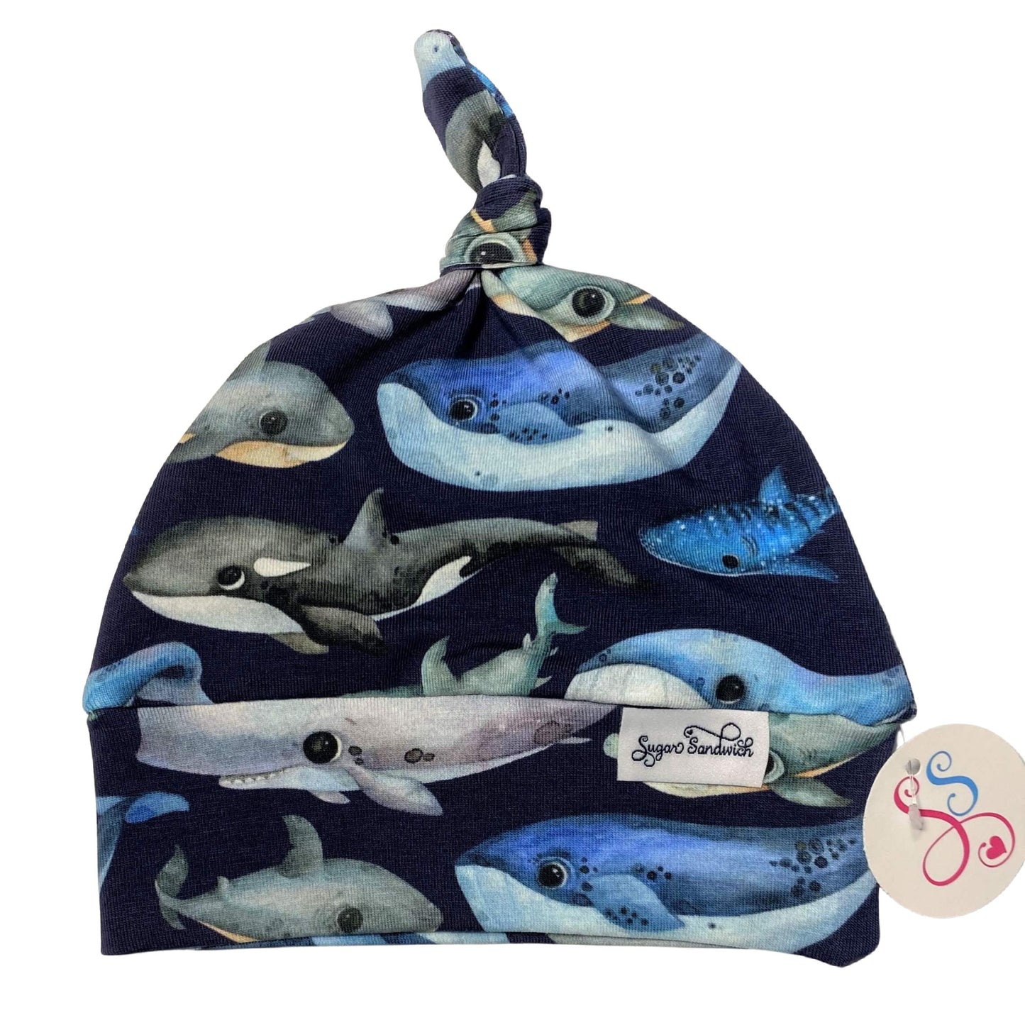 Sombrero de nudo superior de ballenas azules
