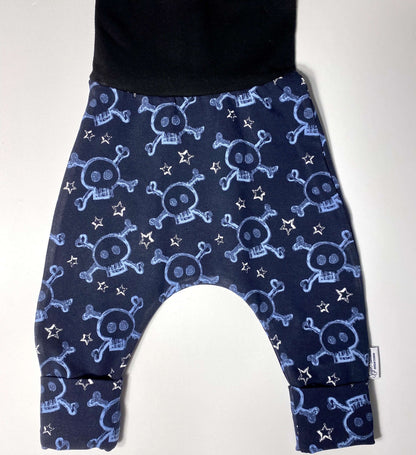Dark Blue Skulls TODDLER Harem Grow Along® Pants - Sugar Sandwich Design