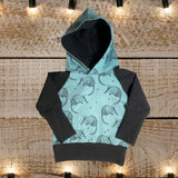 Armadillo Teal Black Gender Neutral Organic Cotton Grow Along Babywear® Hoodie Sweater