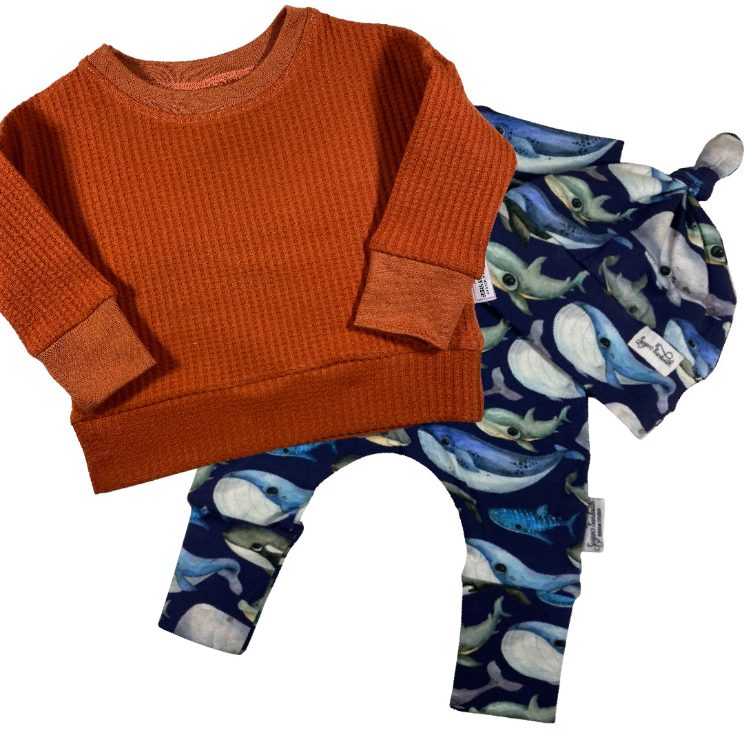 Chemise de détente Dolman en tricot gaufré rouille