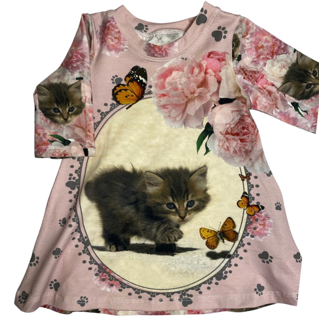 CLEARANCE Cute Kitten Cat Print Tunic Top Swing Style