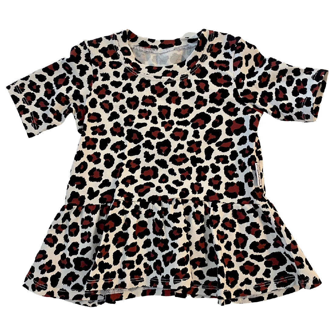 CLEARANCE Leopard Animal Spots Print Tunic Length Peplum Top