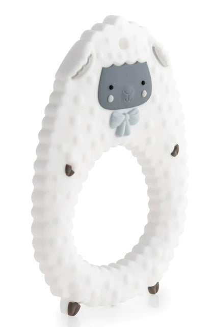 Green Sheep Silicone Teether Toy with Food-safe Pendant