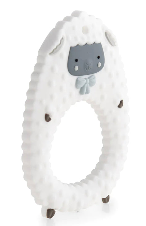 Green Sheep Silicone Teether Toy with Food-safe Pendant