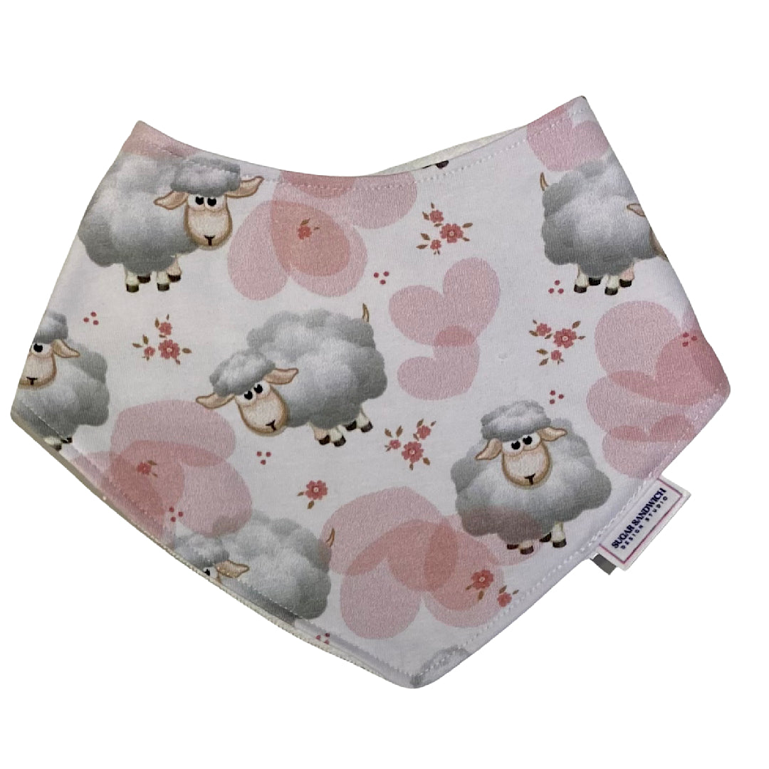 Babero con bandana para bebé con estampado de oveja rosa