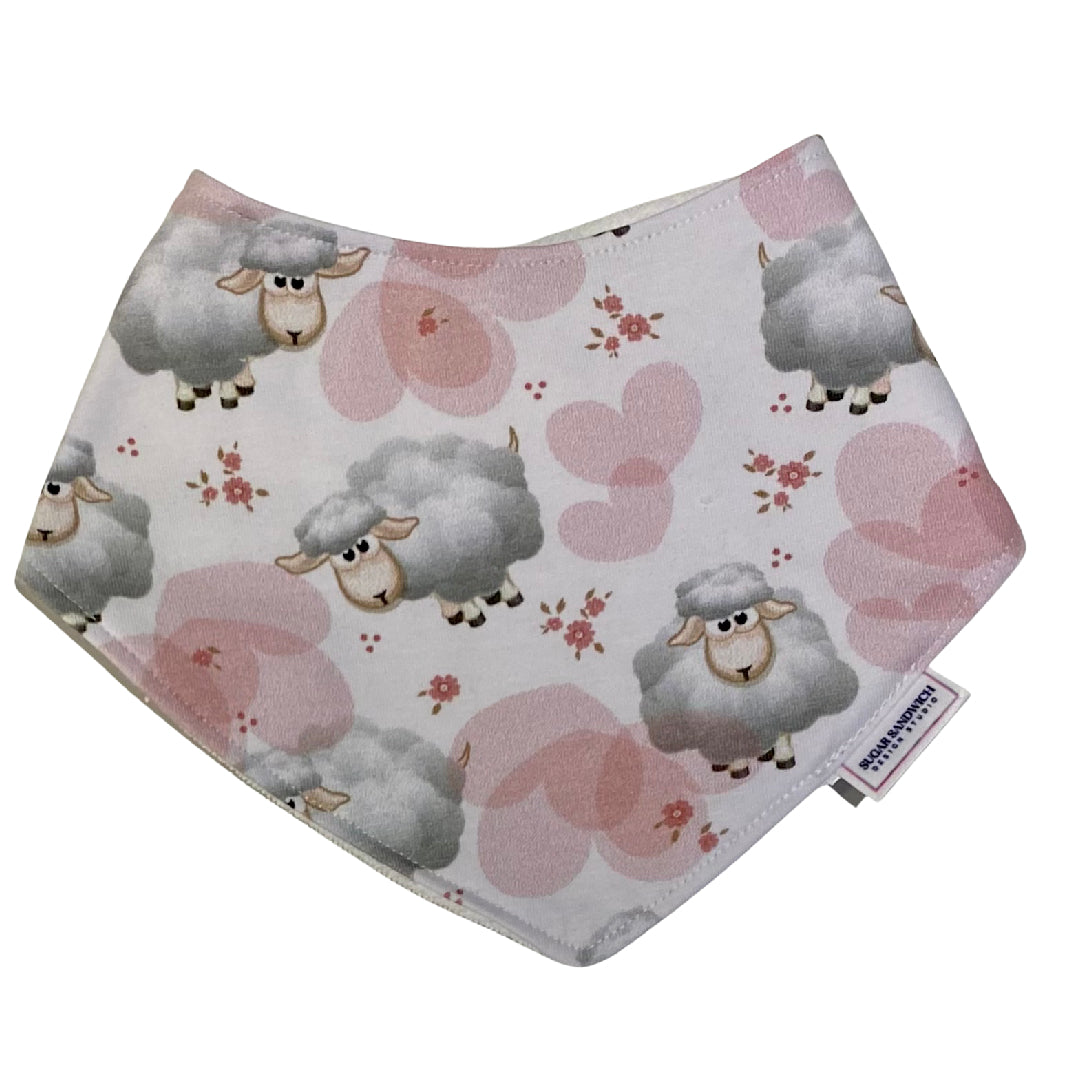 Pink Sheep Print Baby Bandana Dribble Bib