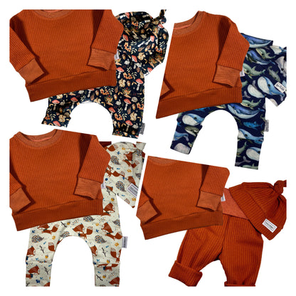 Chemise de détente Dolman en tricot gaufré rouille