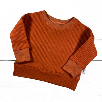 Rust Waffle Knit Dolman Lounge Shirt