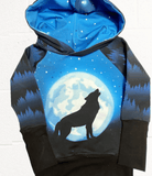 BIG KID SIZES Blue WOLF MOON Sweater Grow Along®Organic Cotton French Terry - Sugar Sandwich Design
