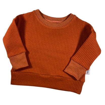 Rust Waffle Knit Dolman Lounge Shirt