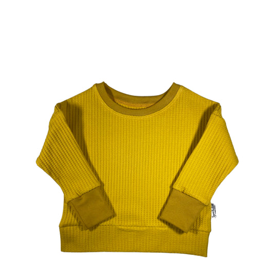 Chemise de détente Dolman en tricot gaufré jaune moutarde