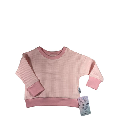 Camisa lounge Dolman de punto gofre rosa