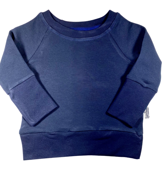 Suéter de cuello redondo con chorro de crecimiento azul oscuro Colores de coordenadas básicas