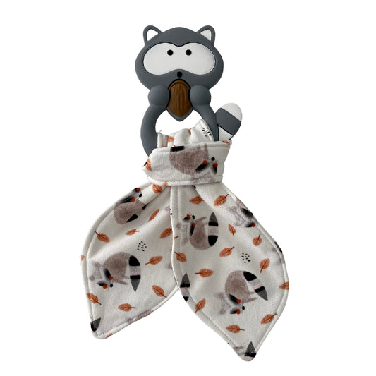 Raccoon Silicone Teether Toy with Food-safe Pendant