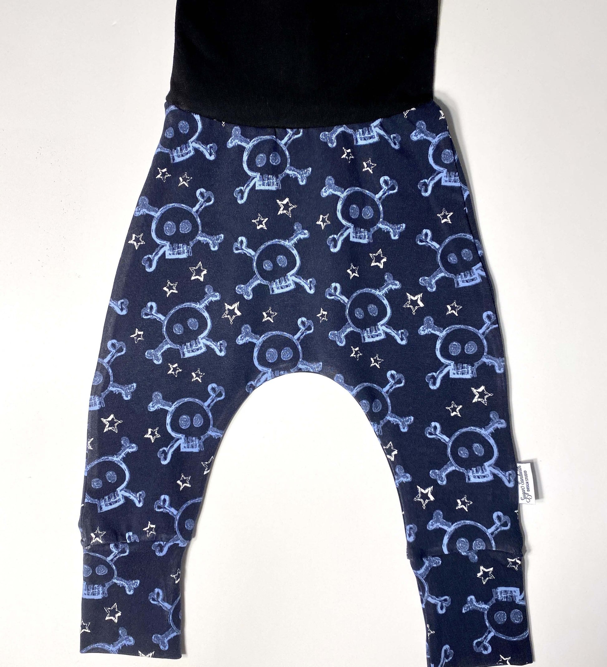 Dark Blue Skulls TODDLER Harem Grow Along® Pants - Sugar Sandwich Design