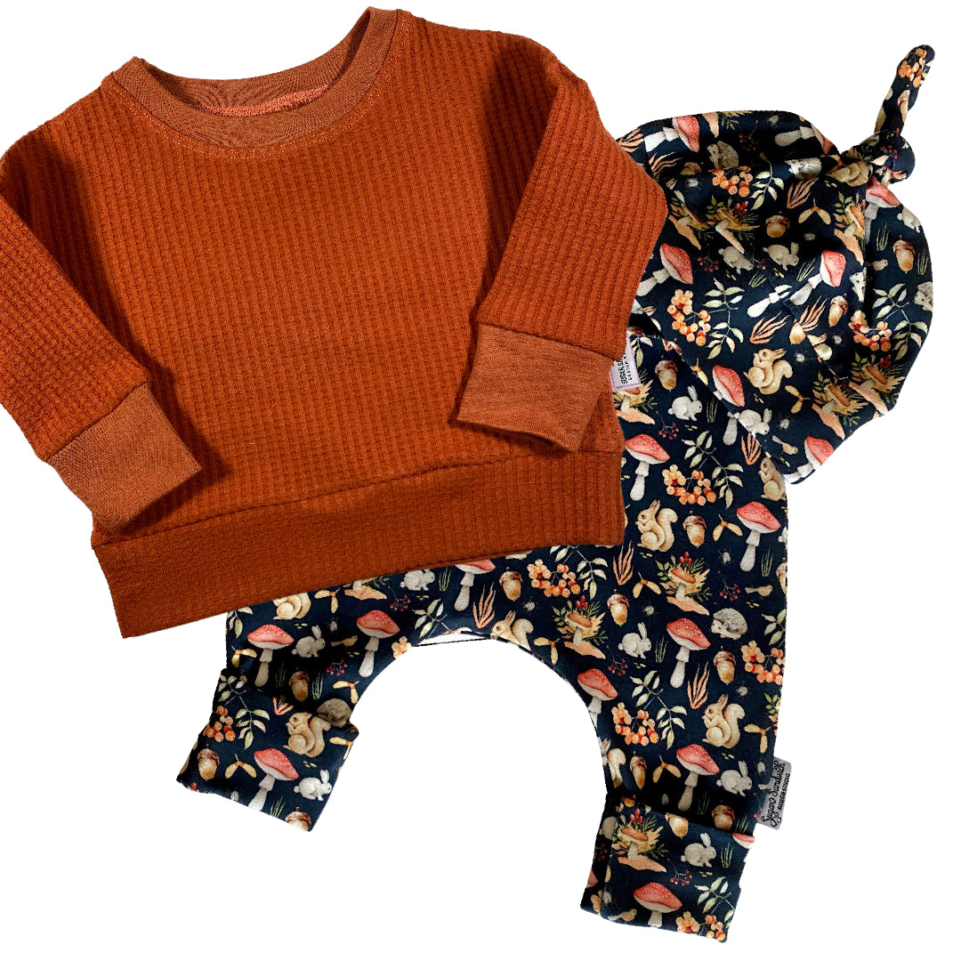 Chemise de détente Dolman en tricot gaufré rouille