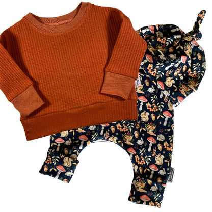 Chemise de détente Dolman en tricot gaufré rouille