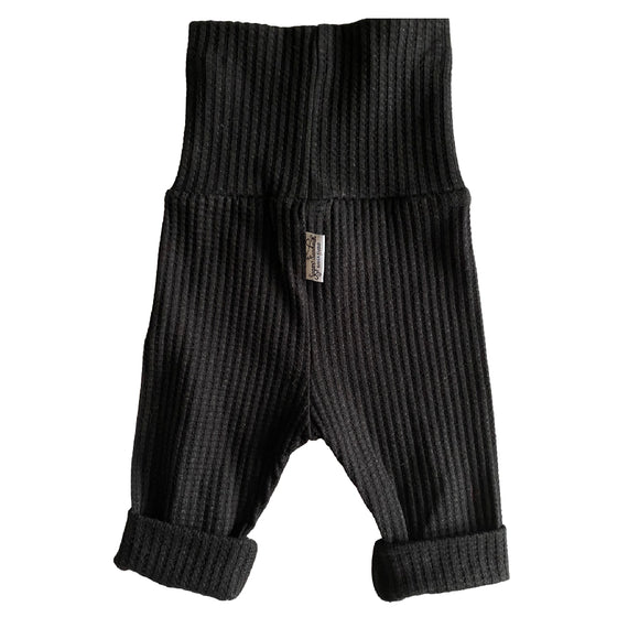 Toddler Size BLACK Neutral Waffle Knit Grow Along® Infant Lounge Pants