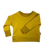 Mustard Yellow Waffle Knit Dolman Lounge Shirt