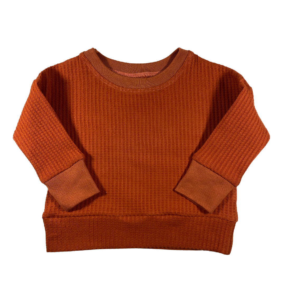 Rust Waffle Knit Dolman Lounge Shirt