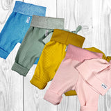 Mustard Yellow Waffle Knit Grow Along® Infant Lounge Pants with Top Knot Hat