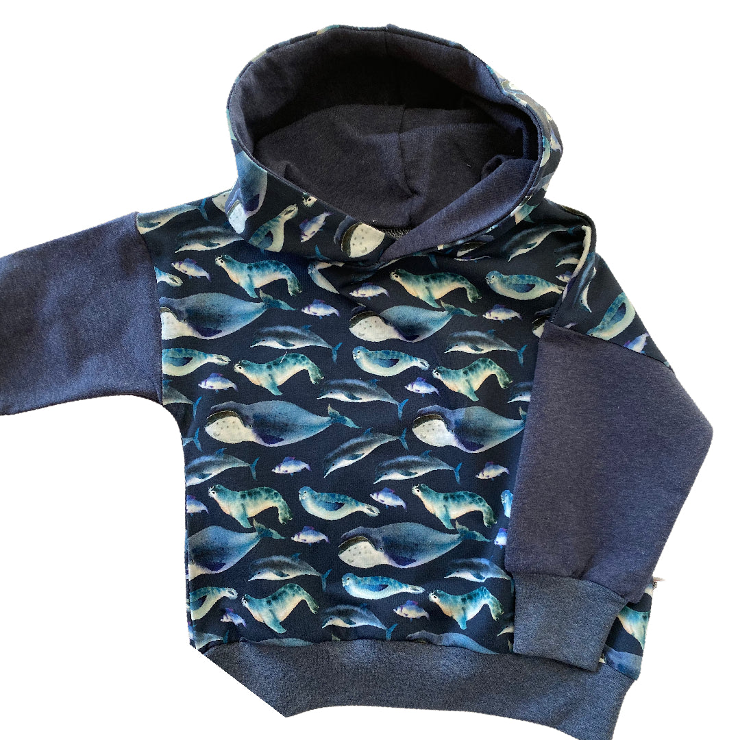 CLEARANCE OVERSIZED Blue Whales Grow Along® Sweater