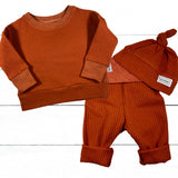 Rust Waffle Knit Dolman Lounge Shirt