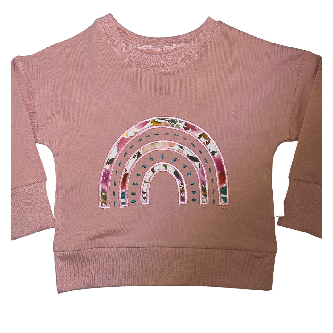 Sudadera con apliques de arcoíris y camisa lounge Dolman de polar