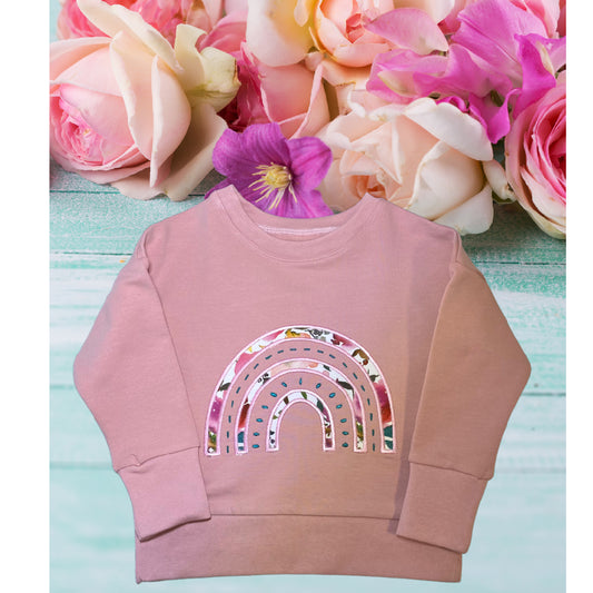 Sweat-shirt arc-en-ciel appliqué en polaire Dolman Lounge Shirt