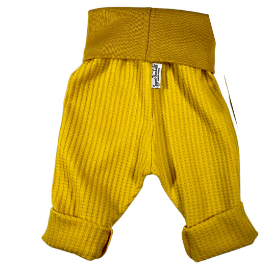 Pantalones de estar por casa para bebés Grow Along® de punto tipo gofre neutro AMARILLO MOSTAZA para niños pequeños