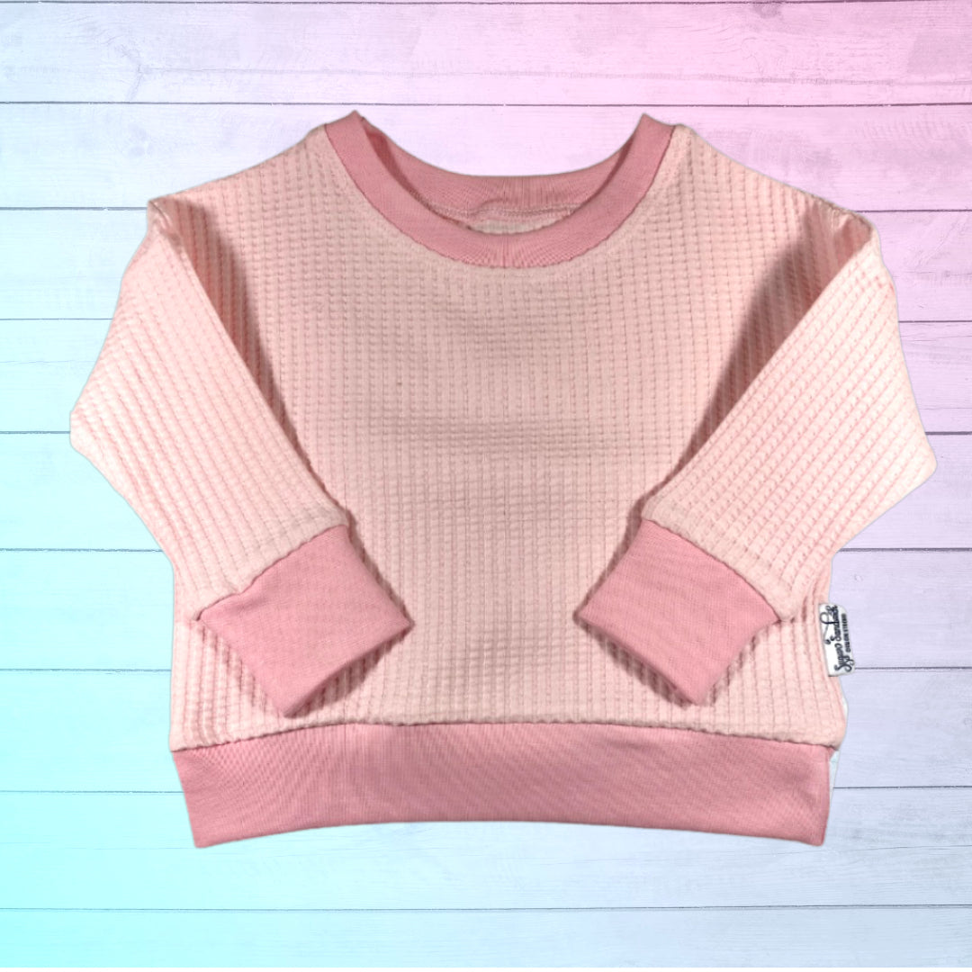 Chemise de détente Dolman en tricot gaufré rose