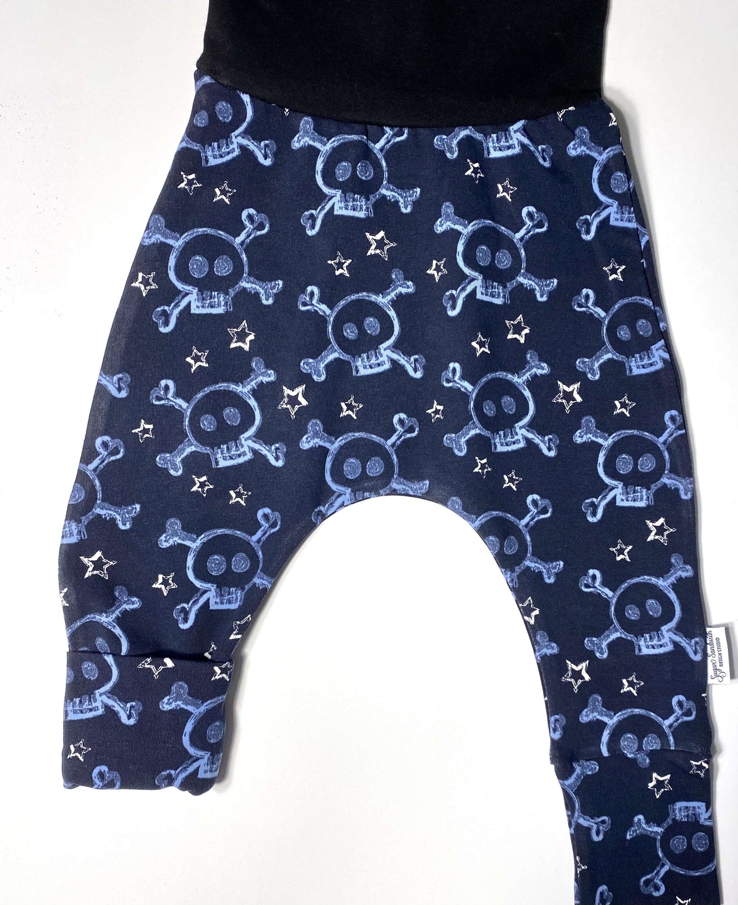 Dark Blue Skulls TODDLER Harem Grow Along® Pants - Sugar Sandwich Design