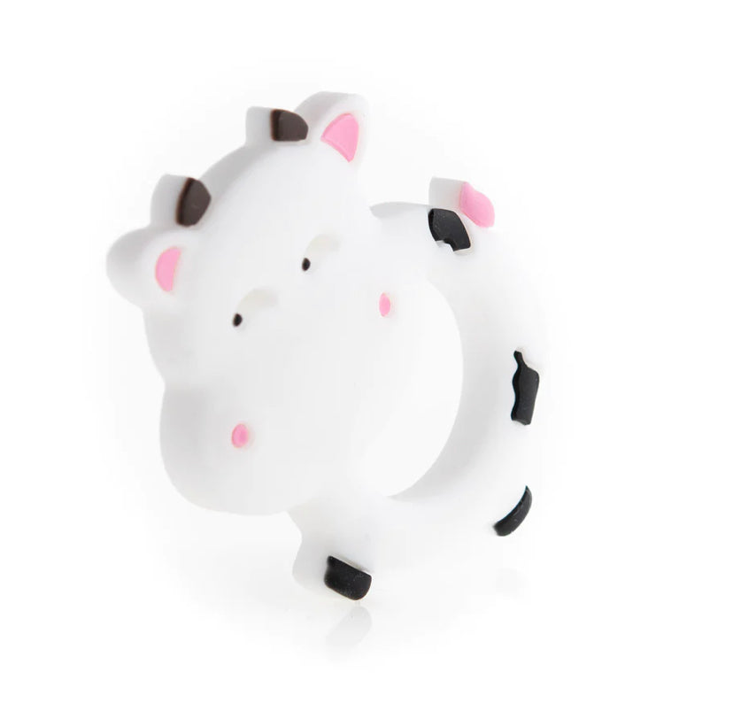 COW Silicone Teether Toy with Food-safe Pendant