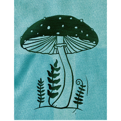 CLEARANCE Mushroom Graphic Design on Teal Hooded T-shirt
