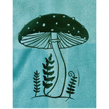 Mushroom Graphic Design on Teal Hooded T-shirt