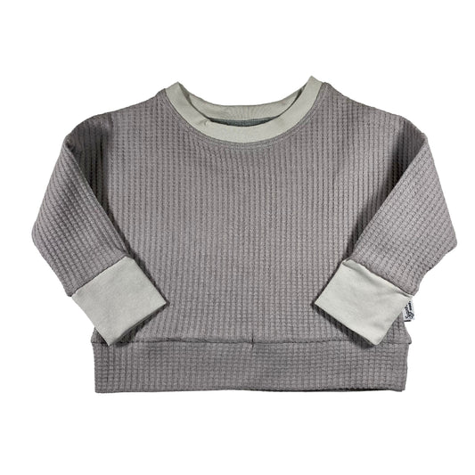 Chemise de détente Dolman en tricot gaufré neutre gris