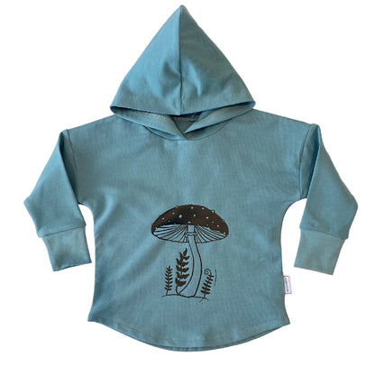 CLEARANCE Mushroom Graphic Design on Teal Hooded T-shirt