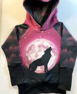BIG KID SIZES Berry WOLF MOON Sweater Grow Along®Organic Cotton French Terry - Sugar Sandwich Design
