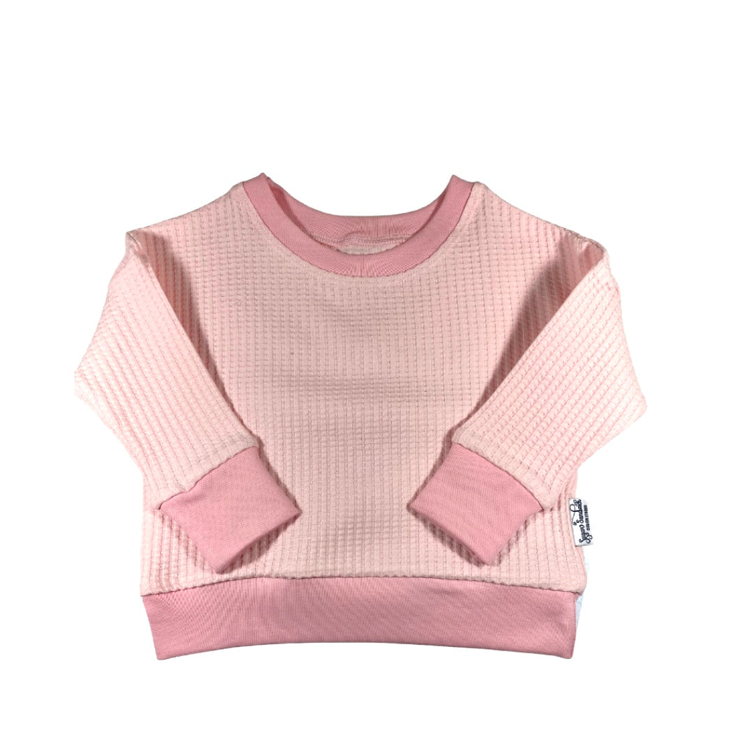 Chemise de détente Dolman en tricot gaufré rose