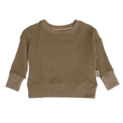 Chemise de détente Dolman en tricot gaufré neutre marron clair