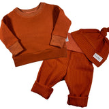 Rust Waffle Knit Dolman Lounge Shirt